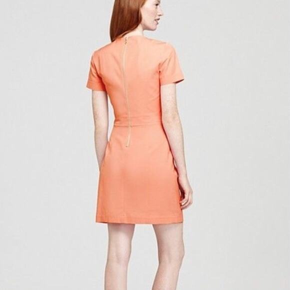 THEORY Inessa Jubilee Peach Coral Pink Gold Zipper Form Fitting Size 4 Mini - Picture 2 of 9